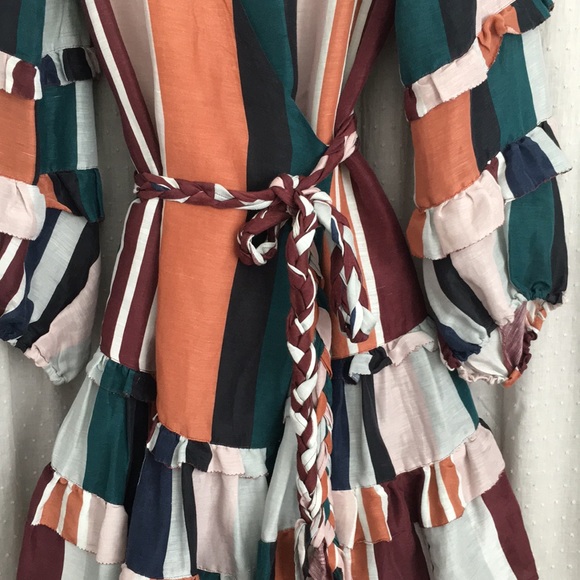 Apiece Apart Striped Linen Wrap Dress - Picture 3 of 7